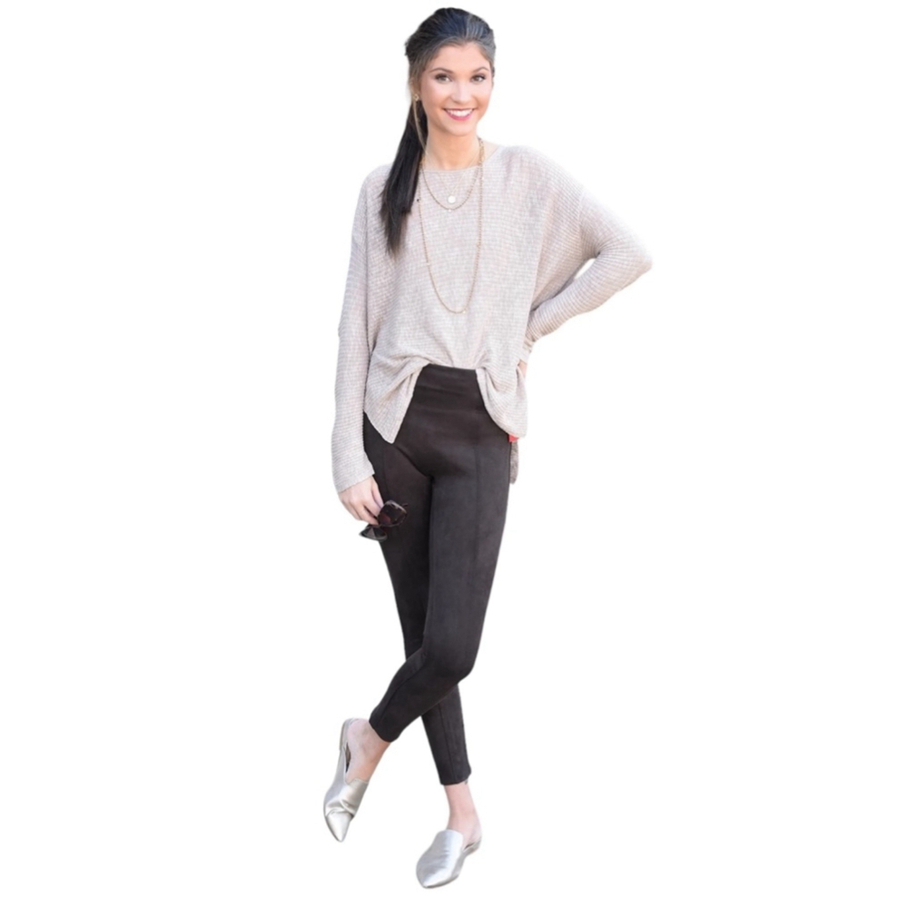 Spanx Faux Suede Leggings Chocolate Brown Small